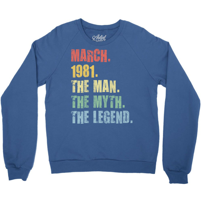 40th Birthday Man Myth Legend 1981 Hipster Crewneck Sweatshirt | Artistshot