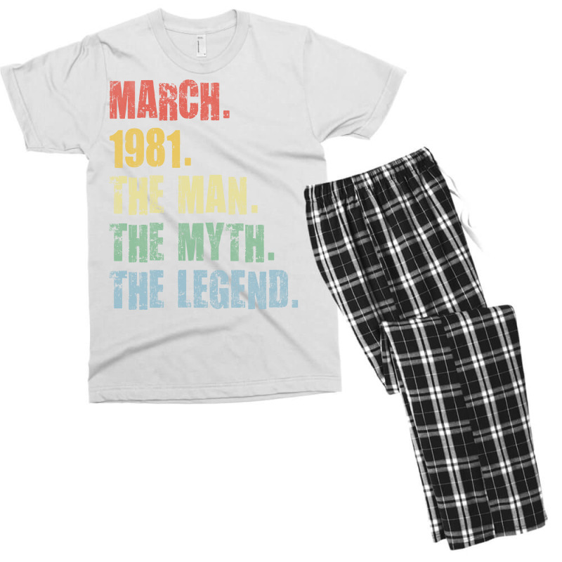 40th Birthday Man Myth Legend 1981 Hipster Men's T-shirt Pajama Set | Artistshot