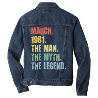 40th Birthday Man Myth Legend 1981 Hipster Men Denim Jacket | Artistshot