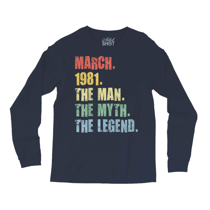 40th Birthday Man Myth Legend 1981 Hipster Long Sleeve Shirts | Artistshot