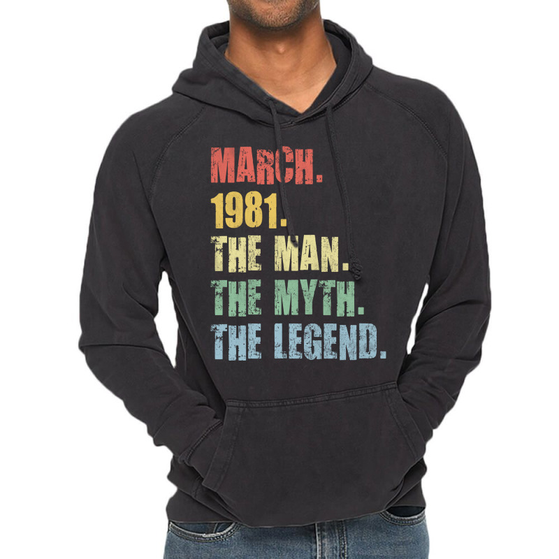 40th Birthday Man Myth Legend 1981 Hipster Vintage Hoodie | Artistshot