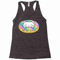 Cute White Kitten Eating A Yummy Looking Rainbow D Racerback Tank | Artistshot