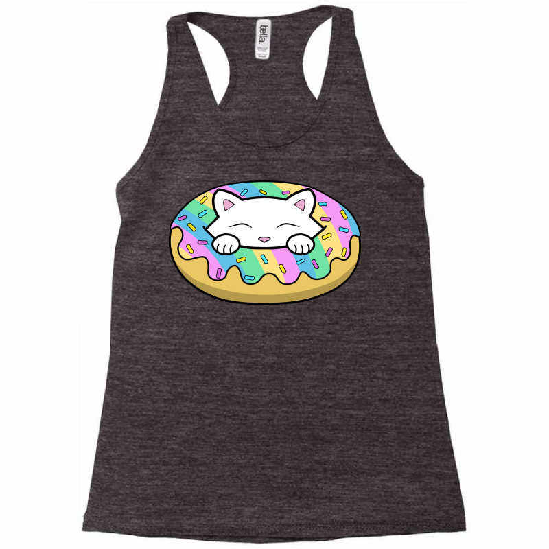 Cute White Kitten Eating A Yummy Looking Rainbow D Racerback Tank by homunwayitif | Artistshot