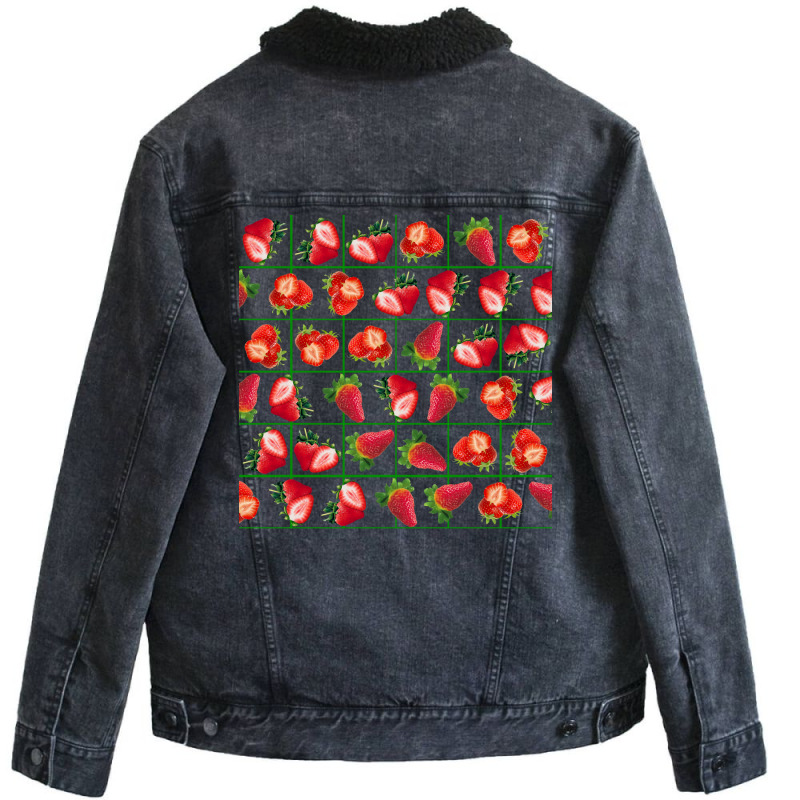 Strawberries Pattern Quote Unisex Sherpa-lined Denim Jacket | Artistshot