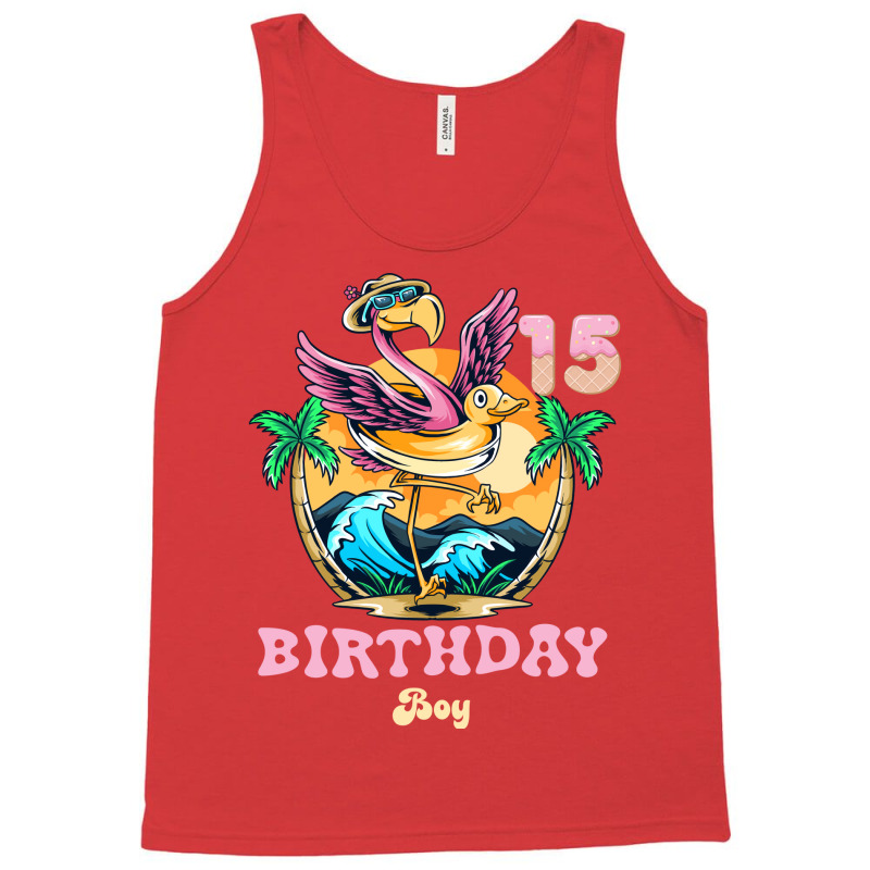 Cute Flamingo 15th Birthday Boy Vintage Tank Top | Artistshot