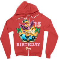 Cute Flamingo 15th Birthday Boy Vintage Zipper Hoodie | Artistshot