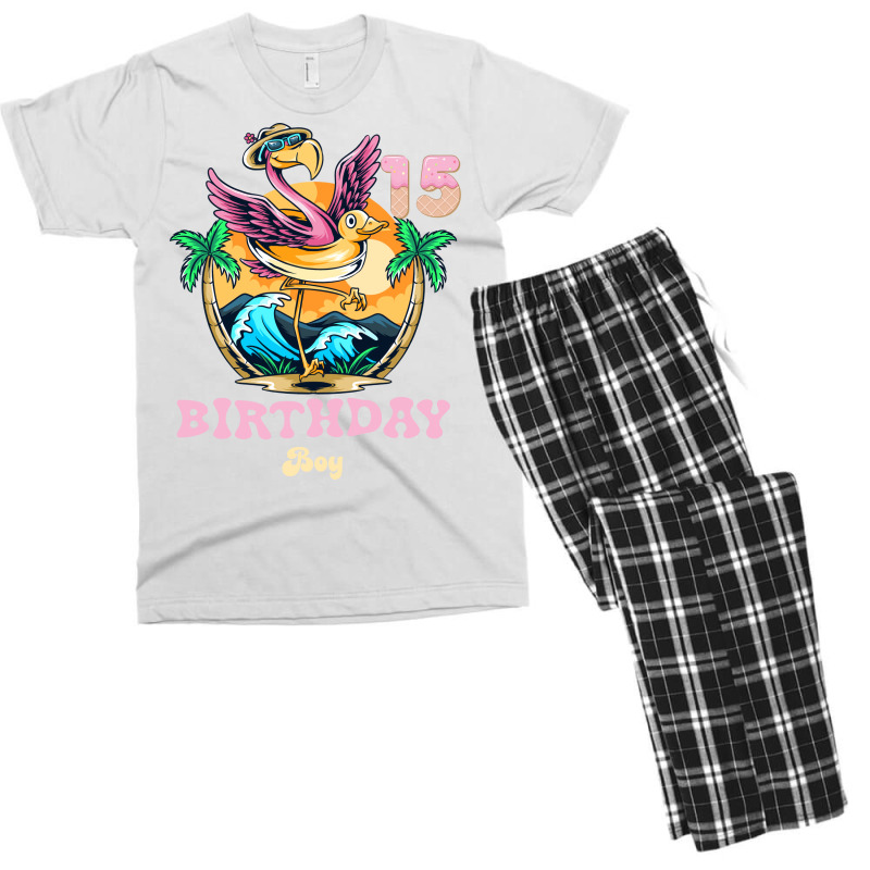 Cute Flamingo 15th Birthday Boy Vintage Men's T-shirt Pajama Set | Artistshot