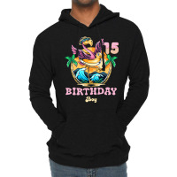 Cute Flamingo 15th Birthday Boy Vintage Lightweight Hoodie | Artistshot