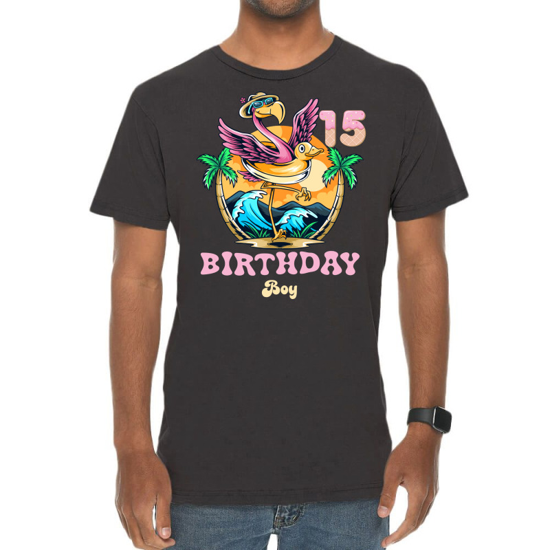 Cute Flamingo 15th Birthday Boy Vintage Vintage T-shirt | Artistshot