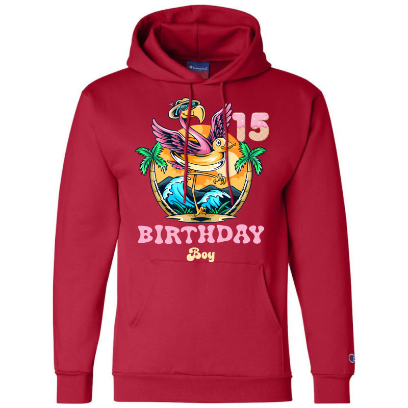 Cute Flamingo 15th Birthday Boy Vintage Champion Hoodie | Artistshot