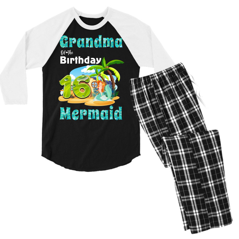 Cute Mermaid Gramma Of The 16th Birthday Trending Men's 3/4 Sleeve Pajama Set | Artistshot