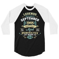 54th Birthday Decoration Legends Were Born In Sept 3/4 Sleeve Shirt | Artistshot