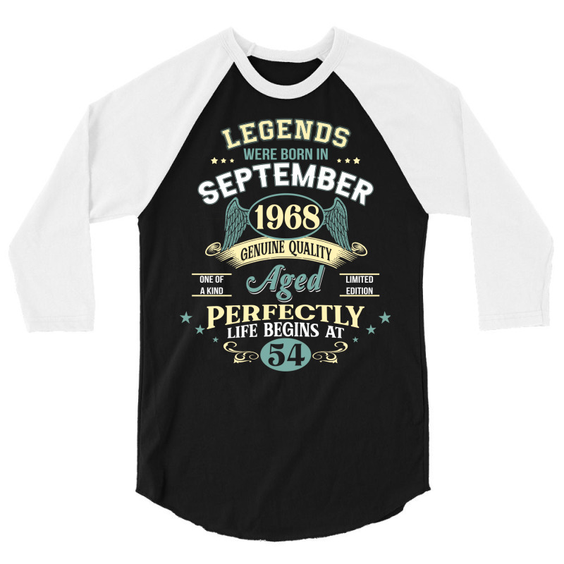 54th Birthday Decoration Legends Were Born In Sept 3/4 Sleeve Shirt | Artistshot