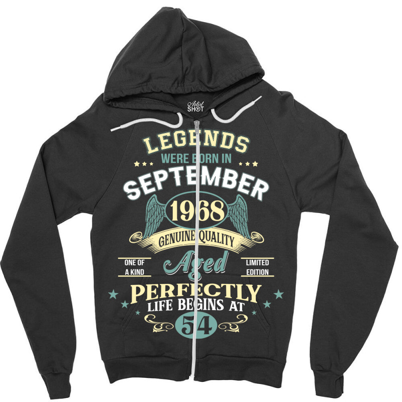 54th Birthday Decoration Legends Were Born In Sept Zipper Hoodie | Artistshot