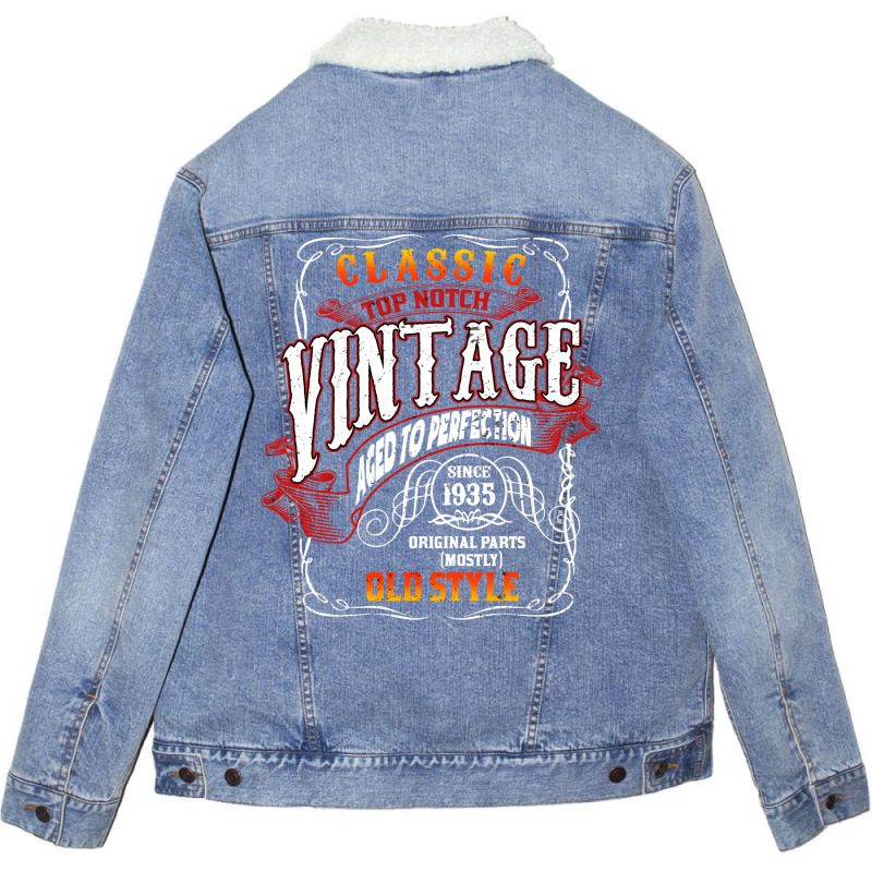 Vintage Birthday 1935 Aged To Perfection 1935 Birt Unisex Sherpa-lined Denim Jacket | Artistshot