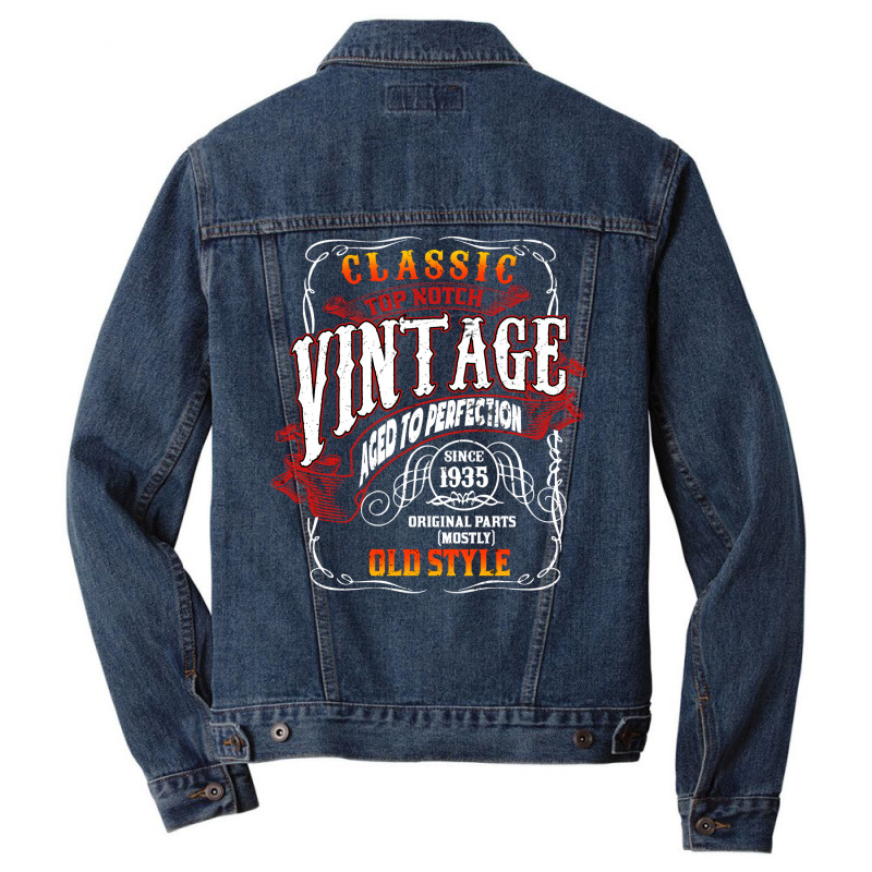 Vintage Birthday 1935 Aged To Perfection 1935 Birt Men Denim Jacket | Artistshot