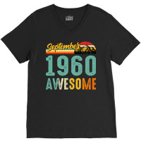 September 1960 Birthday Gift  Vintage September 19 V-neck Tee | Artistshot