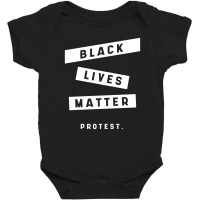 Simple Black Lives Matter In Black And White Letters - Protest Gifts Baby Bodysuit | Artistshot