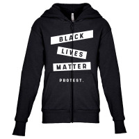 Simple Black Lives Matter In Black And White Letters - Protest Gifts Youth Zipper Hoodie | Artistshot