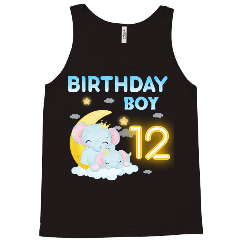 Cute Elephant 12th Birthday Boy Hipster Tank Top | Artistshot