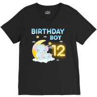 Cute Elephant 12th Birthday Boy Hipster V-neck Tee | Artistshot