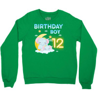 Cute Elephant 12th Birthday Boy Hipster Crewneck Sweatshirt | Artistshot