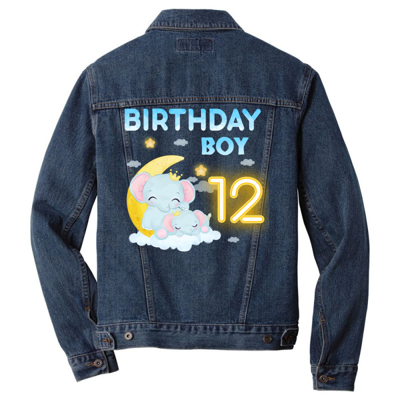 Cute Elephant 12th Birthday Boy Hipster Men Denim Jacket | Artistshot