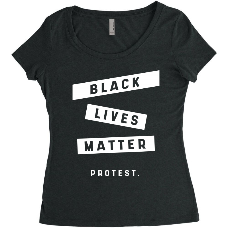 Simple Black Lives Matter In Black And White Letters - Protest Gifts Women's Triblend Scoop T-shirt by Diogo Calheiros | Artistshot