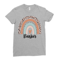 Banker Rainbow Leopard Bank Clerk Funny Gift Humor Ladies Fitted T-shirt | Artistshot