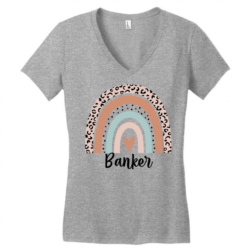 Banker Rainbow Leopard Bank Clerk Funny Gift Humor Women's V-Neck T-Shirt by beirosguigod | Artistshot