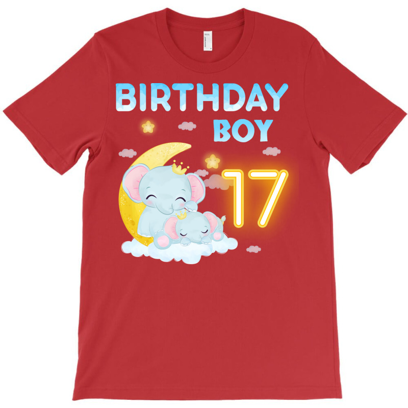 Cute Elephant 17th Birthday Boy Red T-shirt | Artistshot