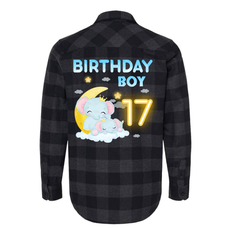 Cute Elephant 17th Birthday Boy Red Flannel Shirt | Artistshot