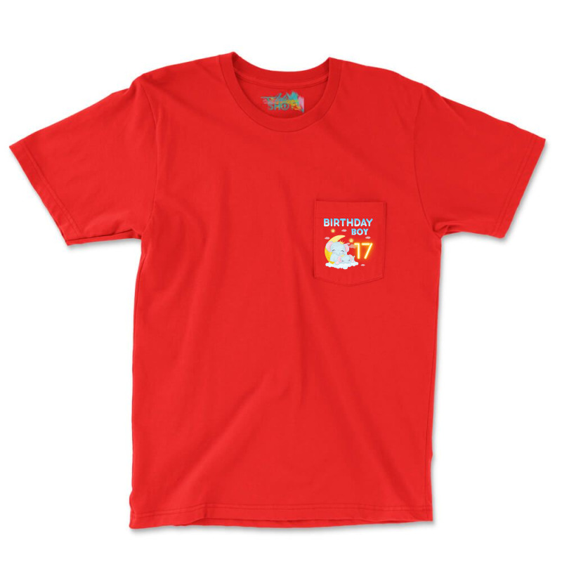 Cute Elephant 17th Birthday Boy Red Pocket T-shirt | Artistshot