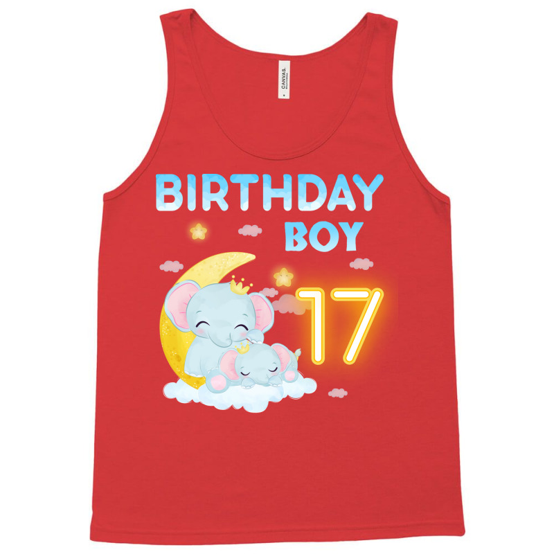 Cute Elephant 17th Birthday Boy Red Tank Top | Artistshot