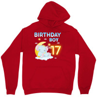 Cute Elephant 17th Birthday Boy Red Unisex Hoodie | Artistshot