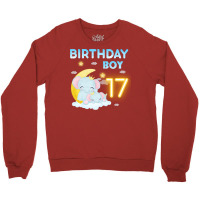 Cute Elephant 17th Birthday Boy Red Crewneck Sweatshirt | Artistshot