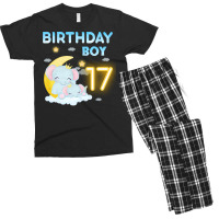 Cute Elephant 17th Birthday Boy Red Men's T-shirt Pajama Set | Artistshot