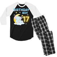 Cute Elephant 17th Birthday Boy Red Men's 3/4 Sleeve Pajama Set | Artistshot