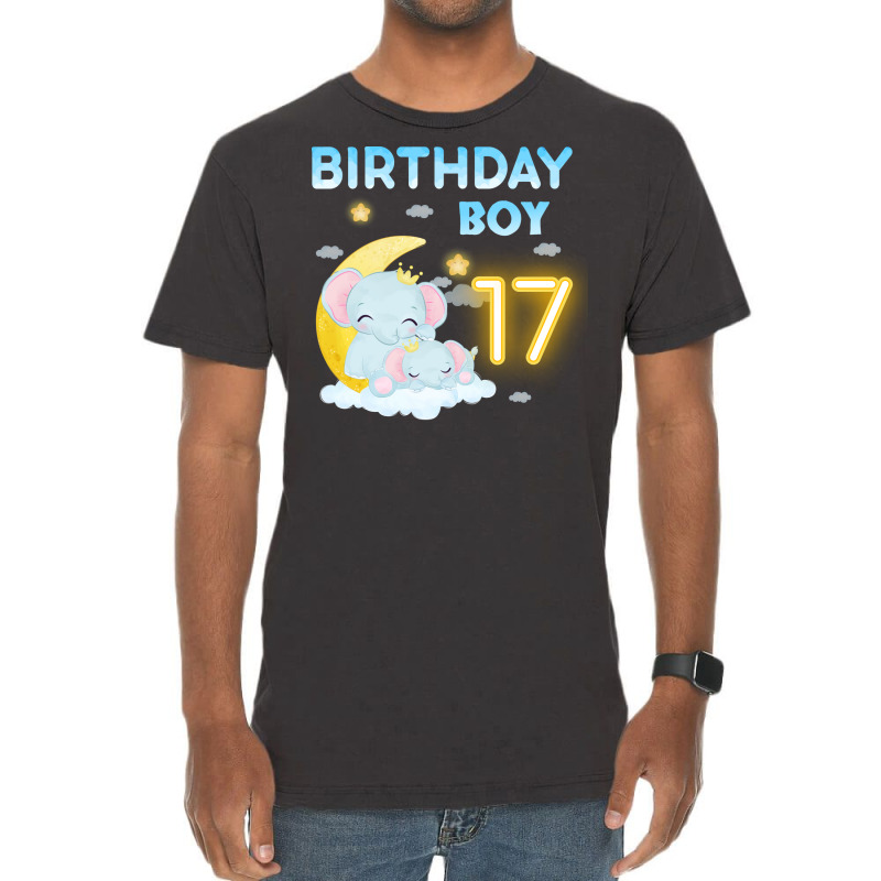 Cute Elephant 17th Birthday Boy Red Vintage T-shirt | Artistshot