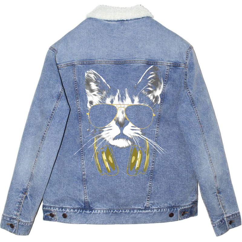 Dj Cat Bling Bling Green Unisex Sherpa-lined Denim Jacket | Artistshot