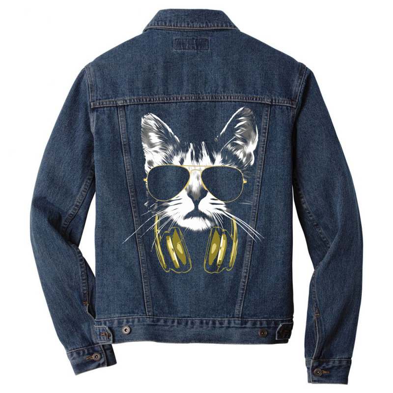 Dj Cat Bling Bling Green Men Denim Jacket | Artistshot