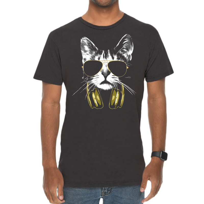 Dj Cat Bling Bling Green Vintage T-shirt | Artistshot