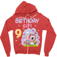 Cute Unicorn 9th Birthday Girl Blue Zipper Hoodie | Artistshot