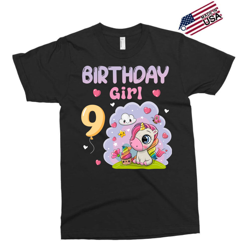 Cute Unicorn 9th Birthday Girl Blue Exclusive T-shirt | Artistshot