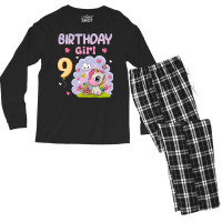 Cute Unicorn 9th Birthday Girl Blue Men's Long Sleeve Pajama Set | Artistshot