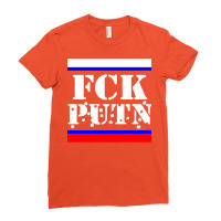 Fuck Putin Fck Putin Flag Shots In White Ladies Fitted T-shirt | Artistshot