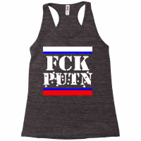 Fuck Putin Fck Putin Flag Shots In White Racerback Tank | Artistshot