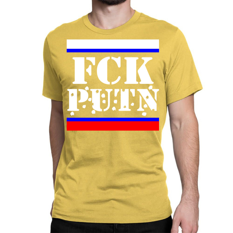 Fuck Putin Fck Putin Flag Shots In White Classic T-shirt by xhoronjembex | Artistshot