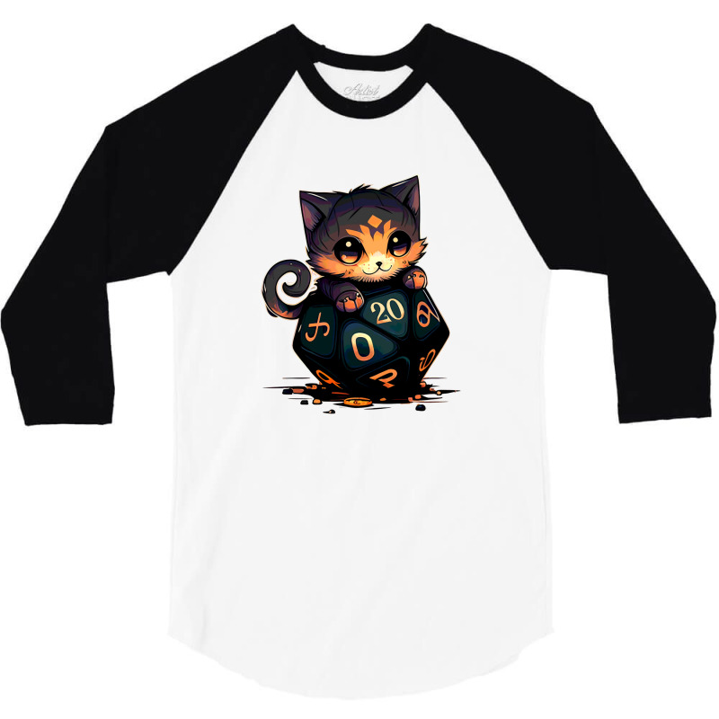 Dice Tou Chibi Cat Blue 3/4 Sleeve Shirt | Artistshot