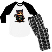 Dice Tou Chibi Cat Blue Men's 3/4 Sleeve Pajama Set | Artistshot